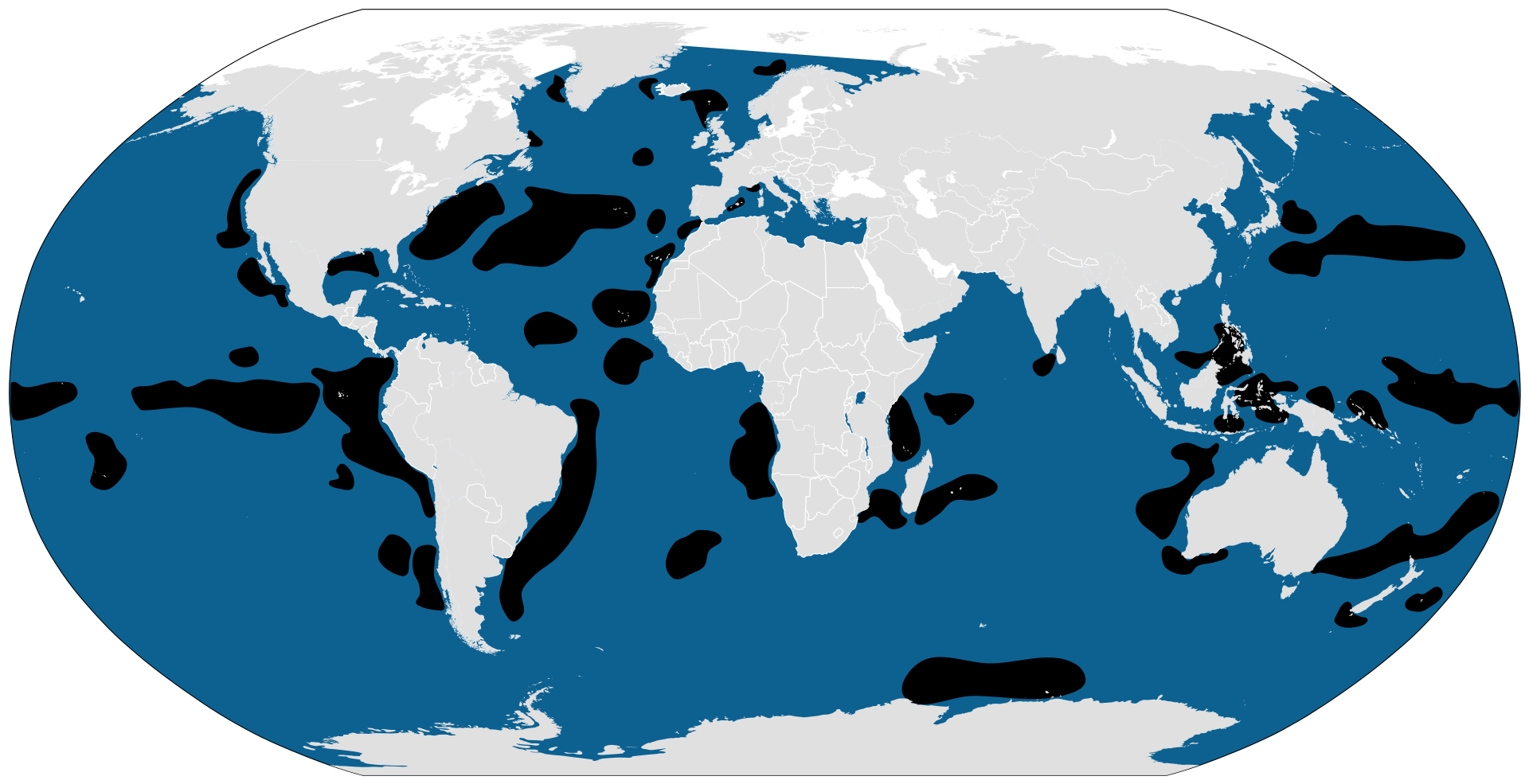 Mapa rozšíření – Vorvaň obrovský