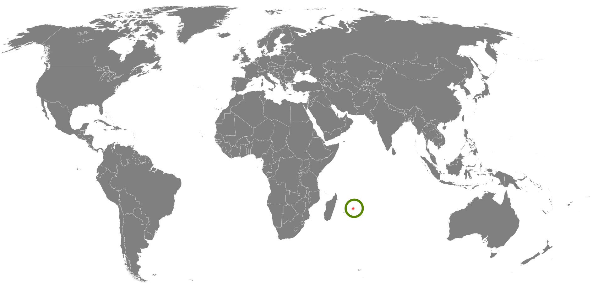 Mapa rozšíření – Dronte mauricijský (Raphus cucullatus)