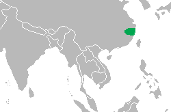 Mapa rozšíření – Aligátor čínský (Alligator sinensis)