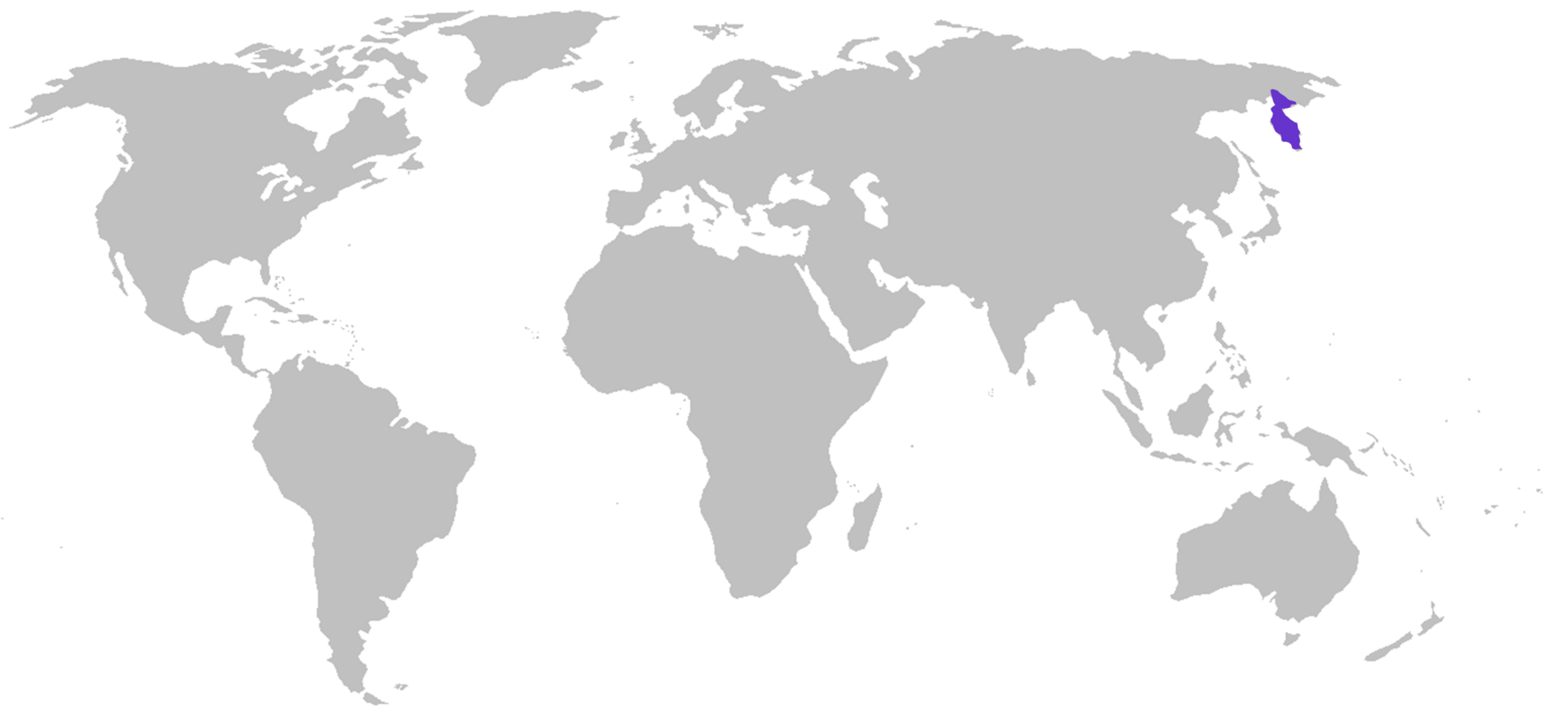 Mapa rozšíření – Medvěd kamčatský (Ursus arctos beringianus)