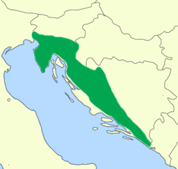 Mapa rozšíření – Macarát jeskynní (Proteus anguinus)