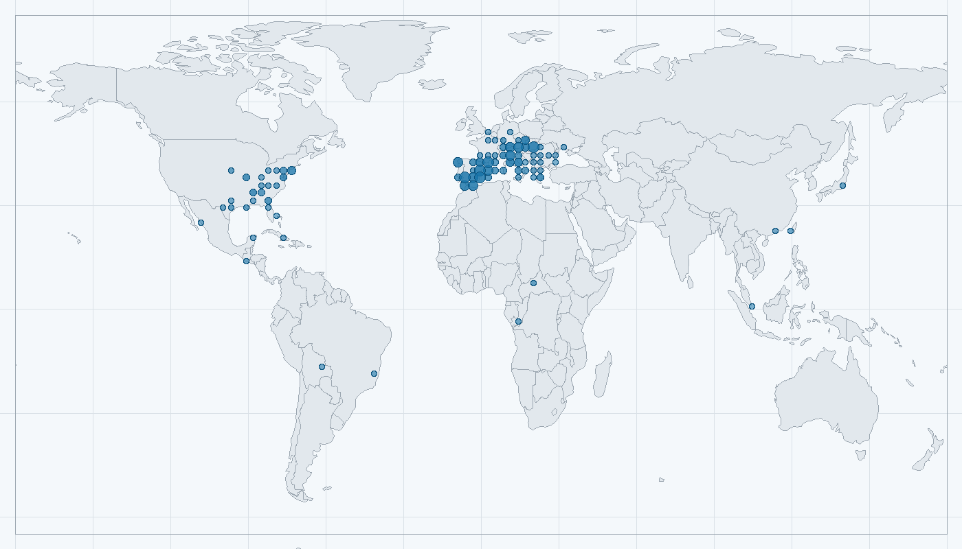 Mapa zaznamenaného výskytu: Komár tygrovaný (Aedes albopictus)