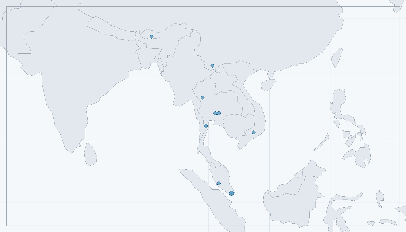 Mapa zaznamenaného výskytu: Včela trpasličí (Apis andreniformis)