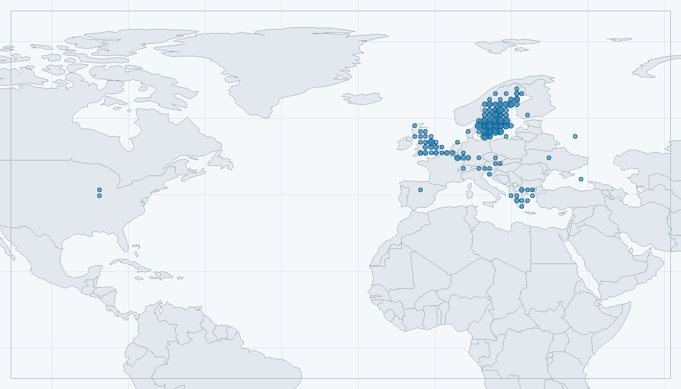 Mapa zaznamenaného výskytu: Křižák zelený (Araniella cucurbitina)