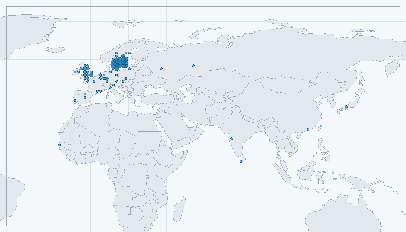 Mapa zaznamenaného výskytu: Volavka popelavá (Ardea cinerea)