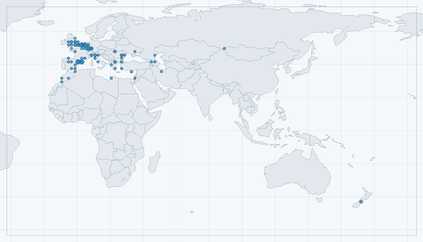 Mapa zaznamenaného výskytu: Sýček obecný (Athene noctua)