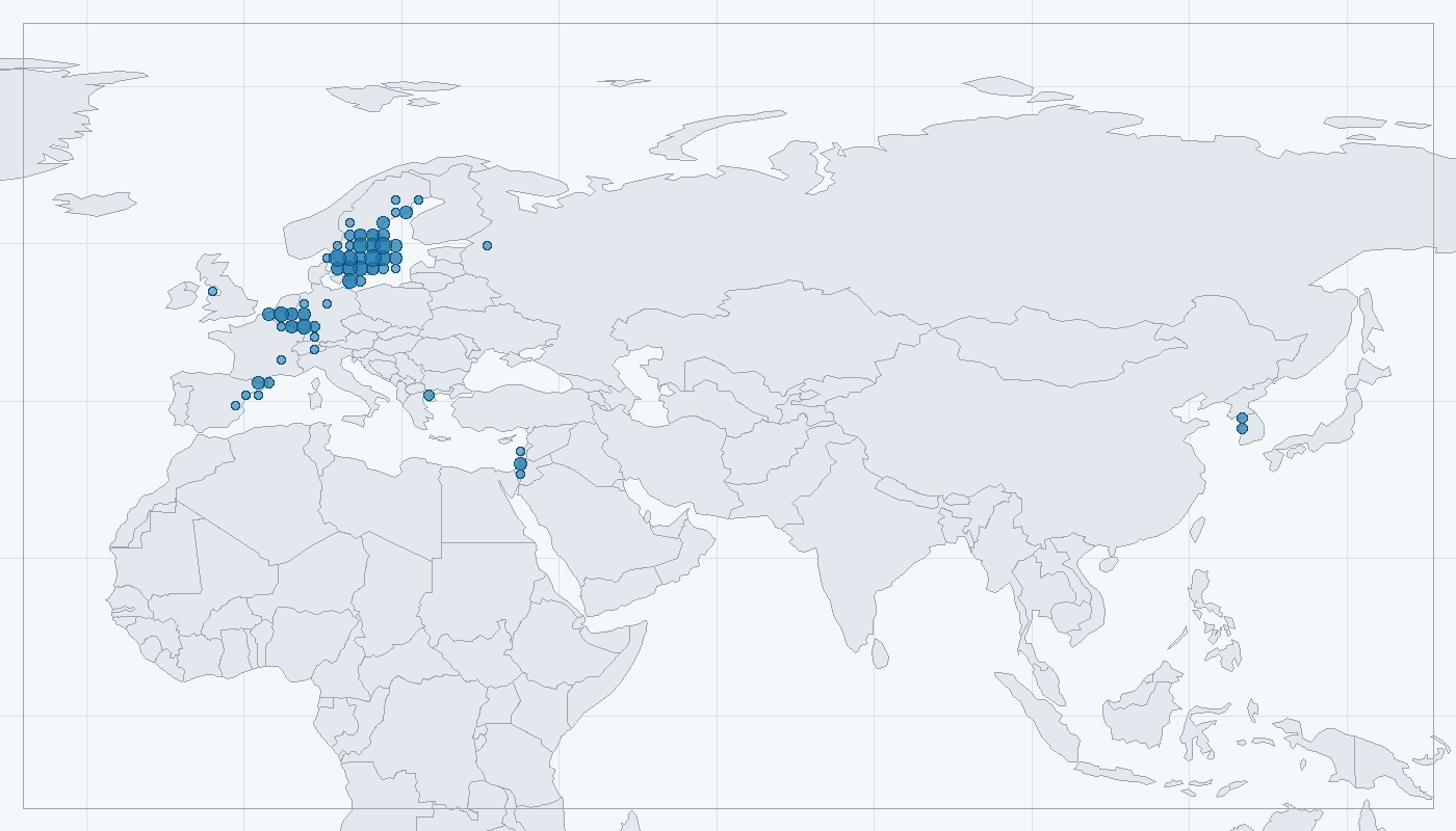 Mapa zaznamenaného výskytu: Výr velký (Bubo bubo)
