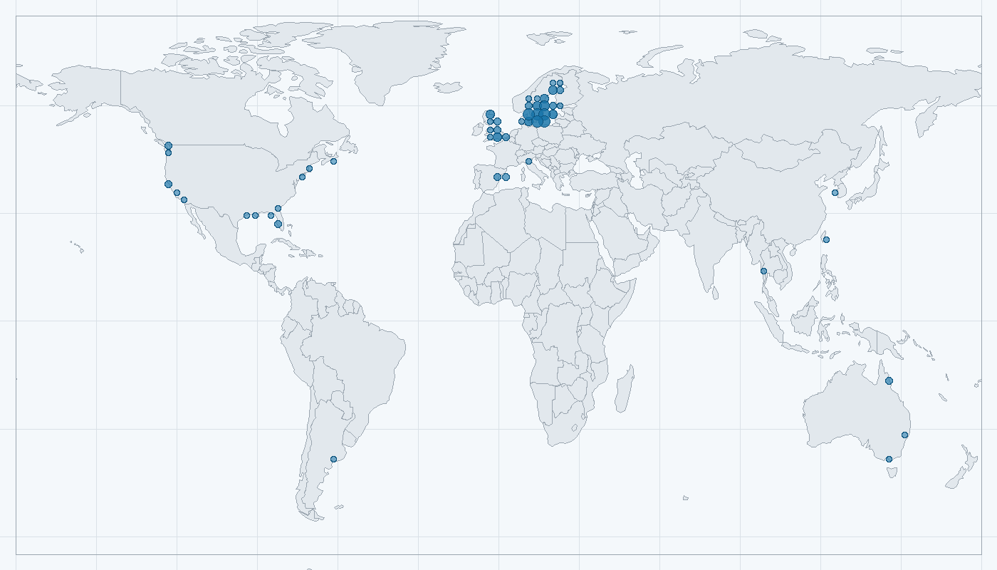 Mapa zaznamenaného výskytu: Jespák rezavý (Calidris canutus)