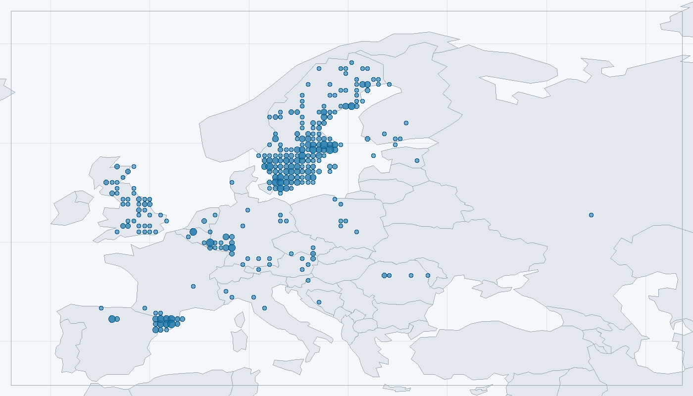Mapa zaznamenaného výskytu: Srnec obecný (Capreolus capreolus)