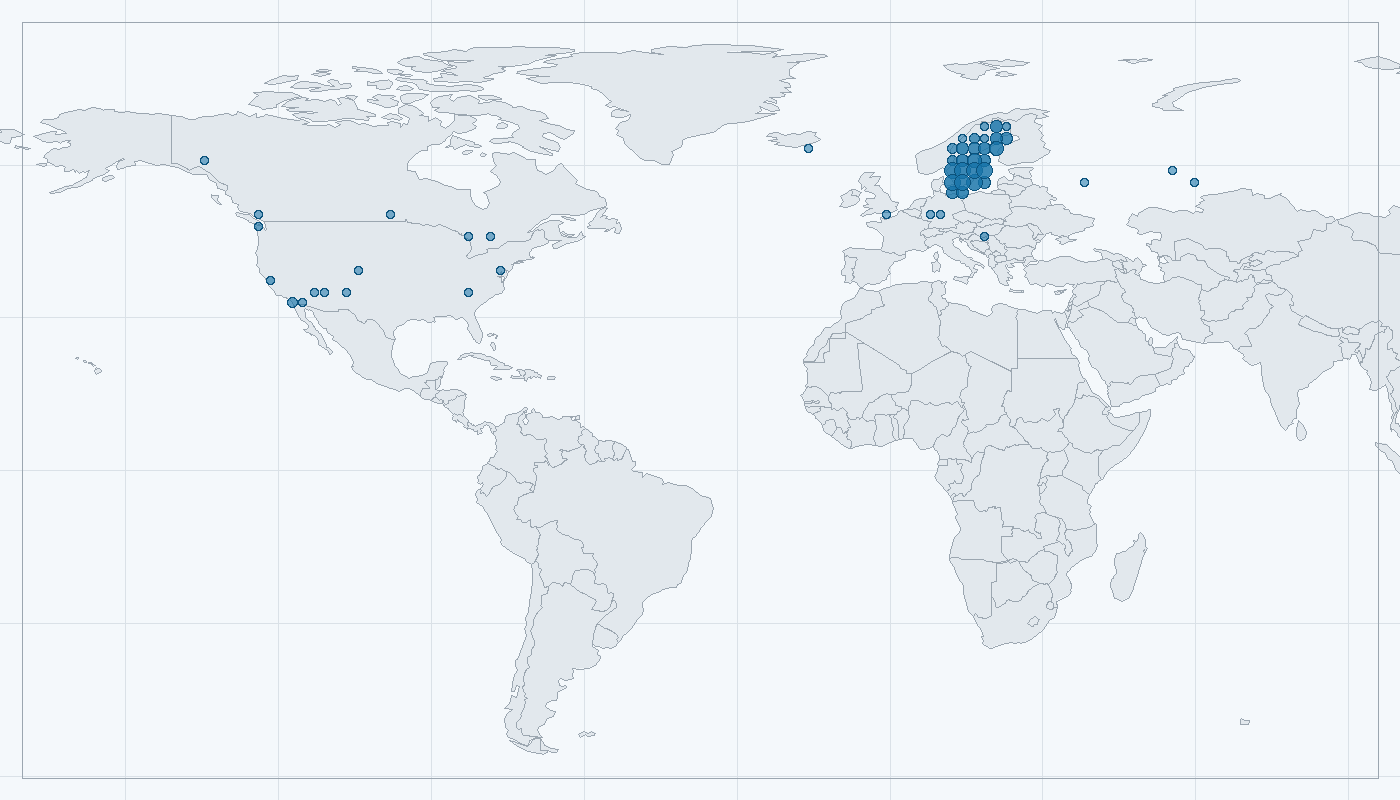 Mapa zaznamenaného výskytu: Krkavec velký (Corvus corax)