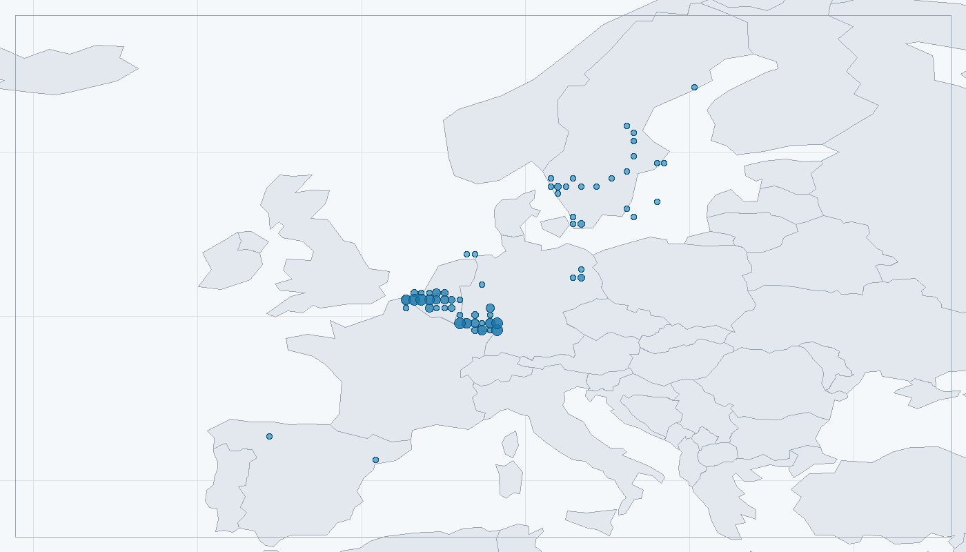 Mapa zaznamenaného výskytu: Kavka obecná (Corvus monedula)