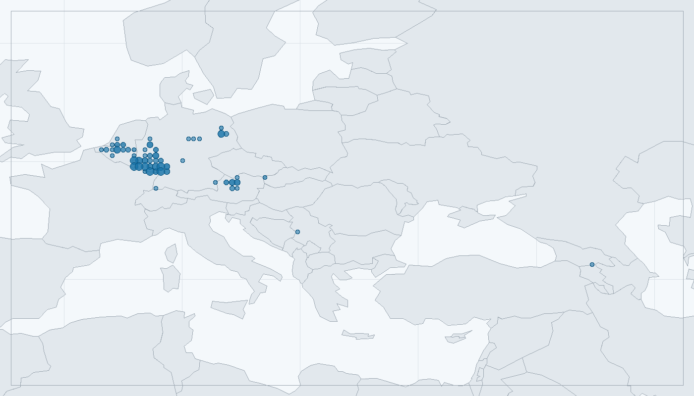 Mapa zaznamenaného výskytu: Strakapoud prostřední (Dendrocopos medius)