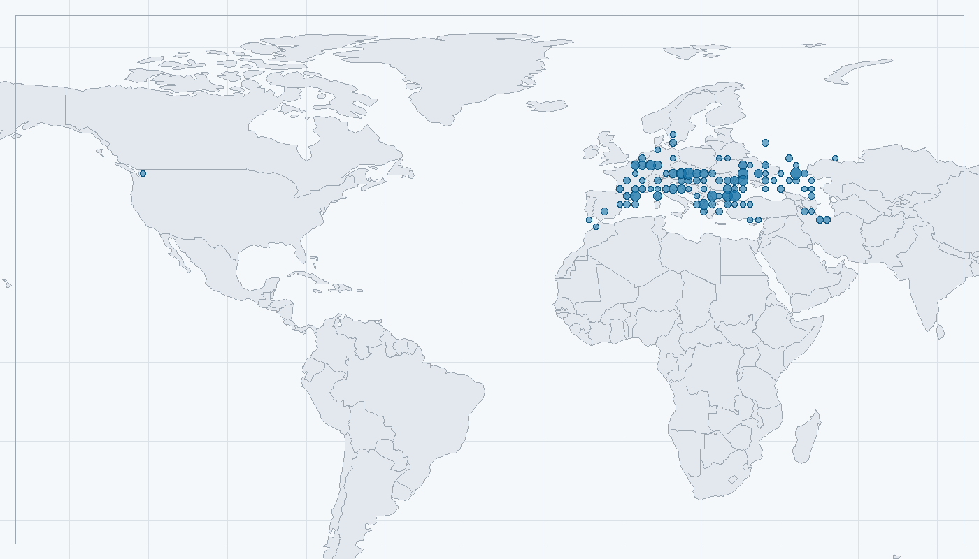 Mapa zaznamenaného výskytu: Želva bahenní (Emys orbicularis)