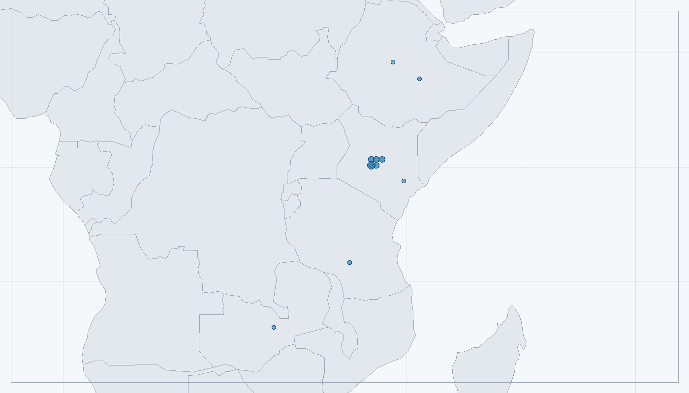 Mapa zaznamenaného výskytu: Zebra grévyho (Equus grevyi)