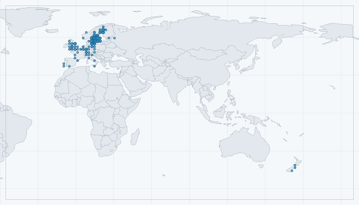 Mapa zaznamenaného výskytu: Ježek západní (Erinaceus europaeus)