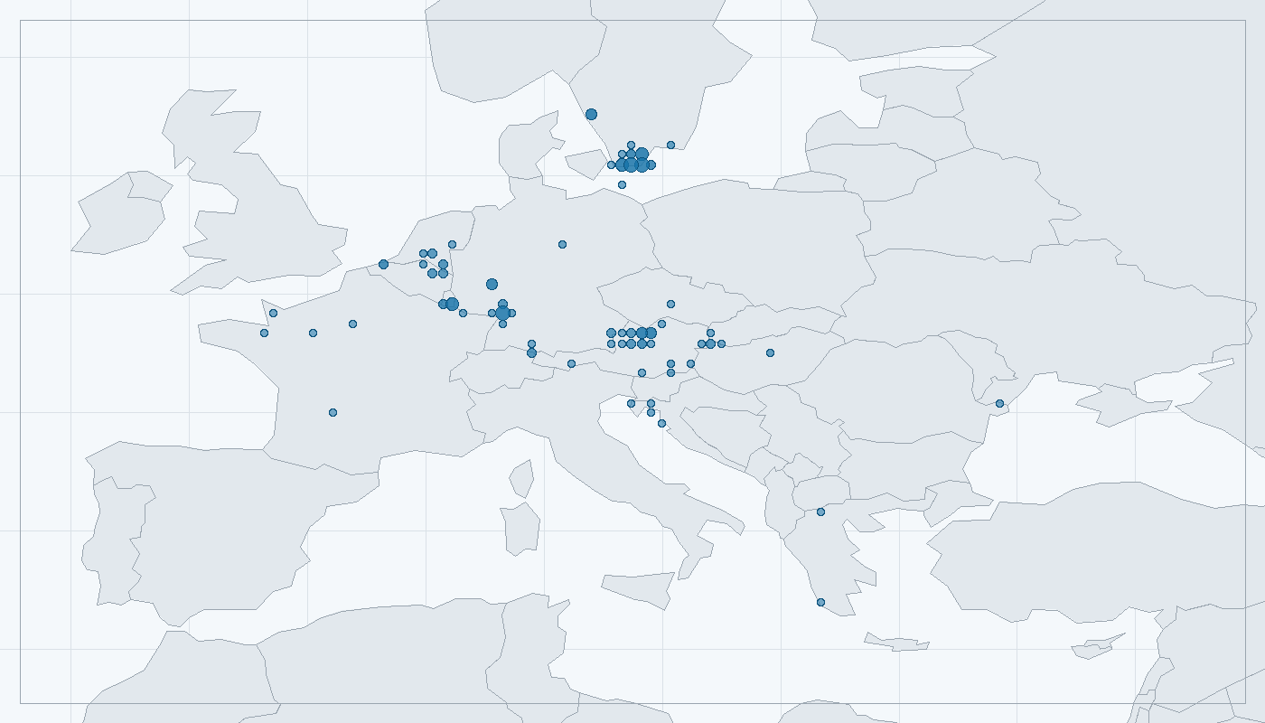 Mapa zaznamenaného výskytu: Rosnička zelená (Hyla arborea)