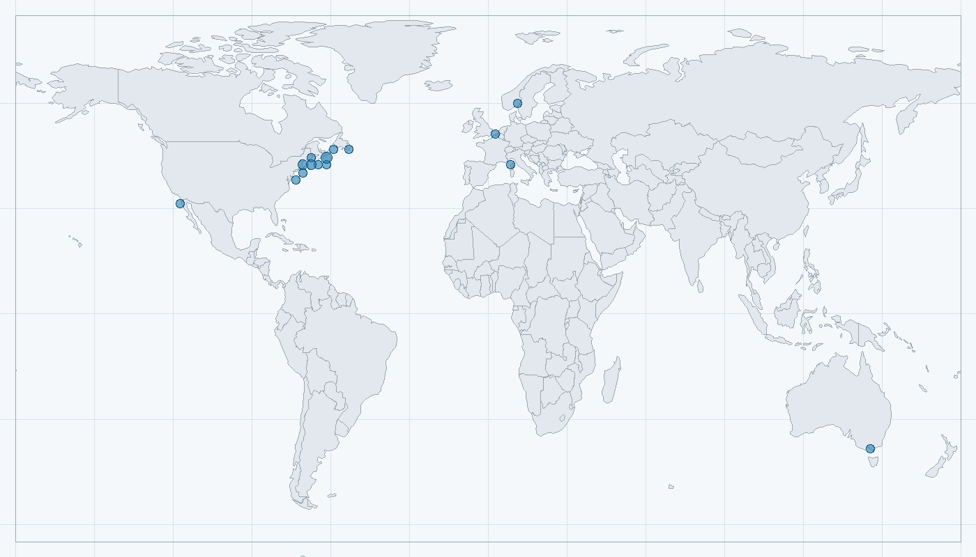 Mapa zaznamenaného výskytu: Žralok sleďový (Lamna nasus)