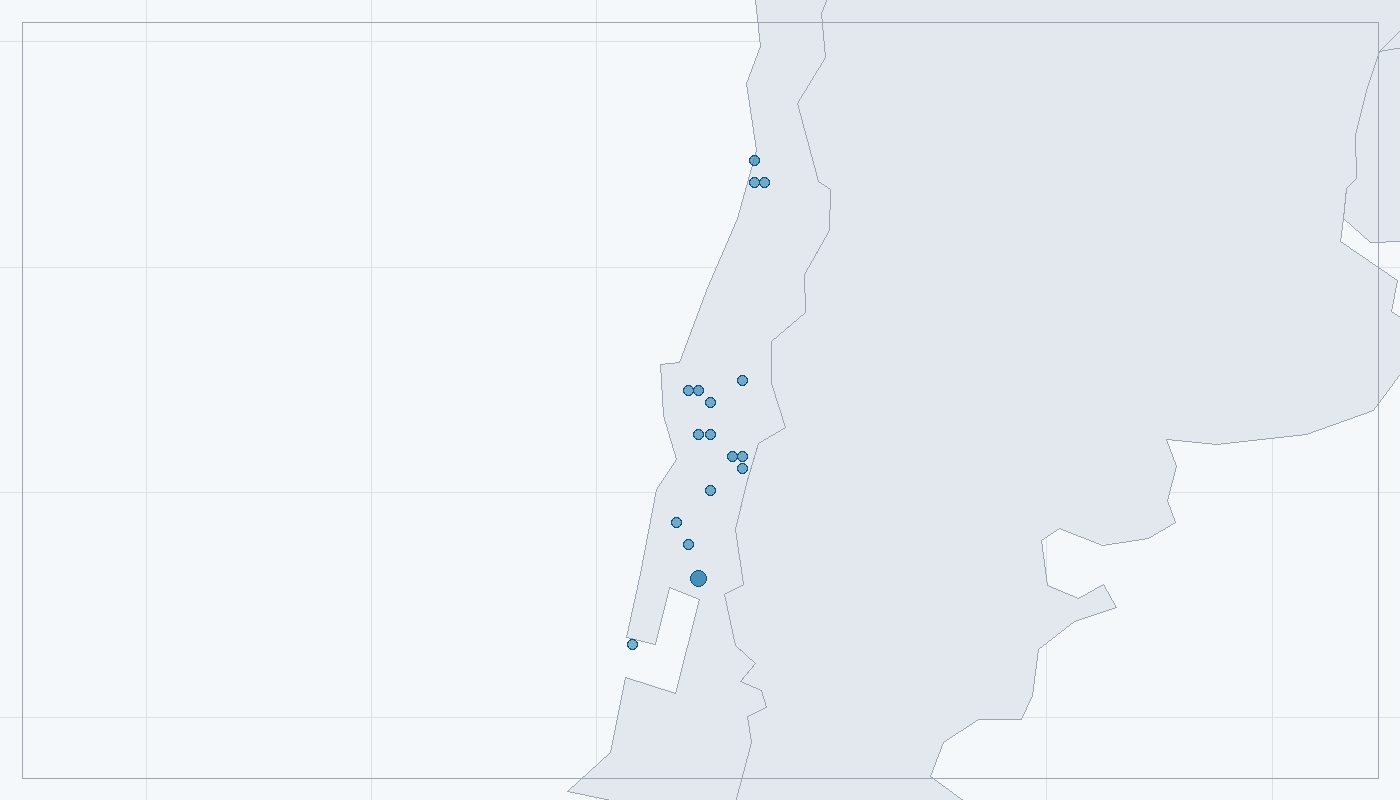 Mapa zaznamenaného výskytu: Kočka tmavá (Leopardus guigna)
