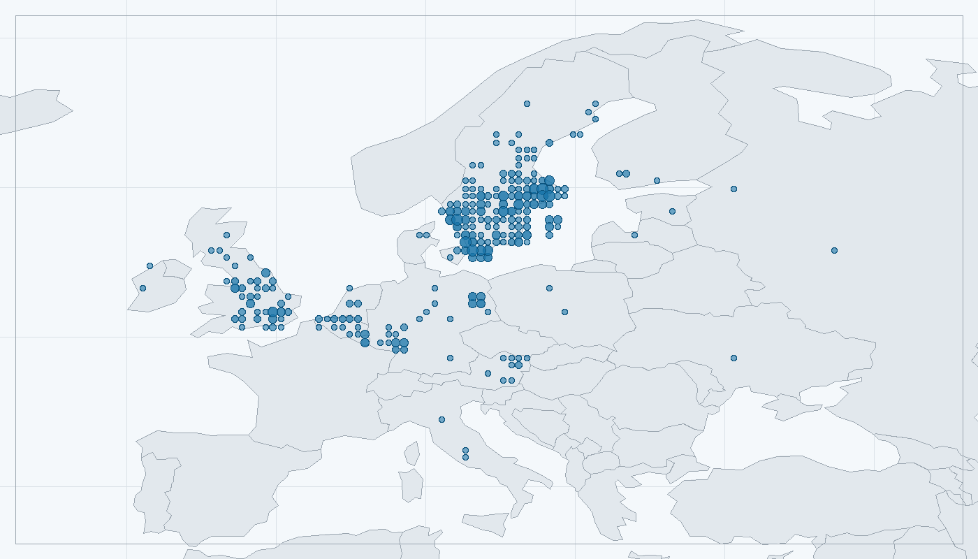 Mapa zaznamenaného výskytu: Čolek obecný (Lissotriton vulgaris)