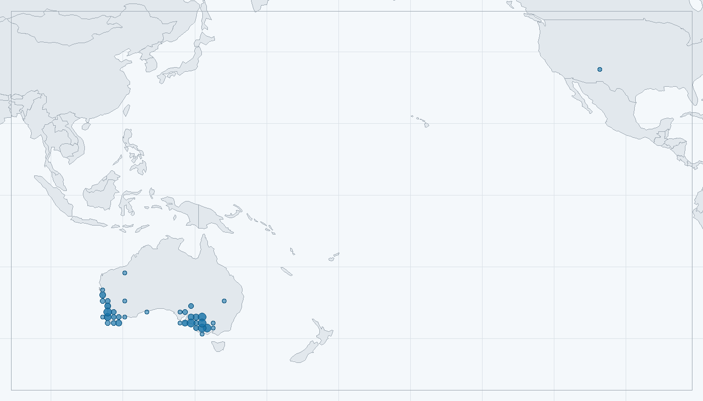 Mapa zaznamenaného výskytu: Klokan velký (Macropus fuliginosus)