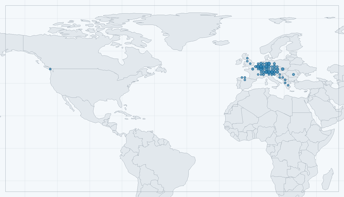 Mapa zaznamenaného výskytu: Čolek horský (Mesotriton alpestris)