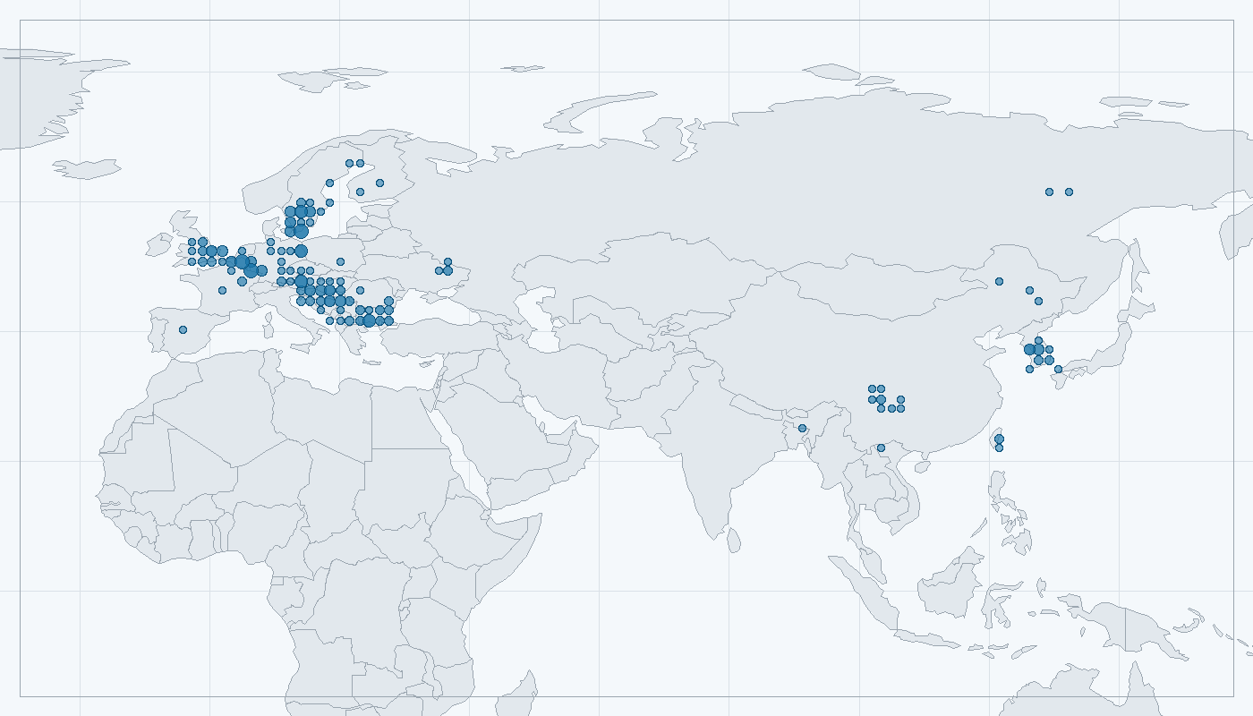 Mapa zaznamenaného výskytu: Myška drobná (Micromys minutus)