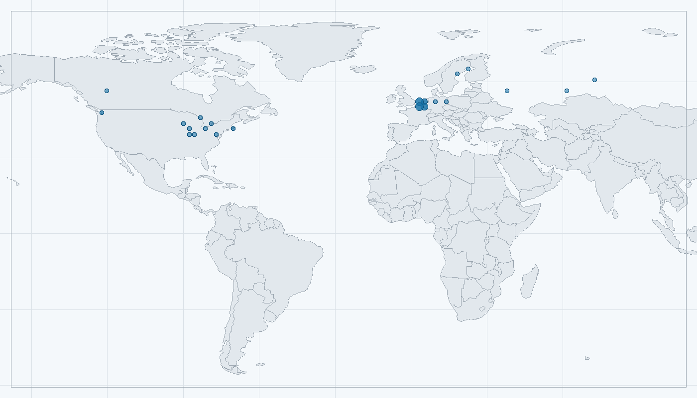 Mapa zaznamenaného výskytu: Ondatra pižmová (Ondatra zibethica)