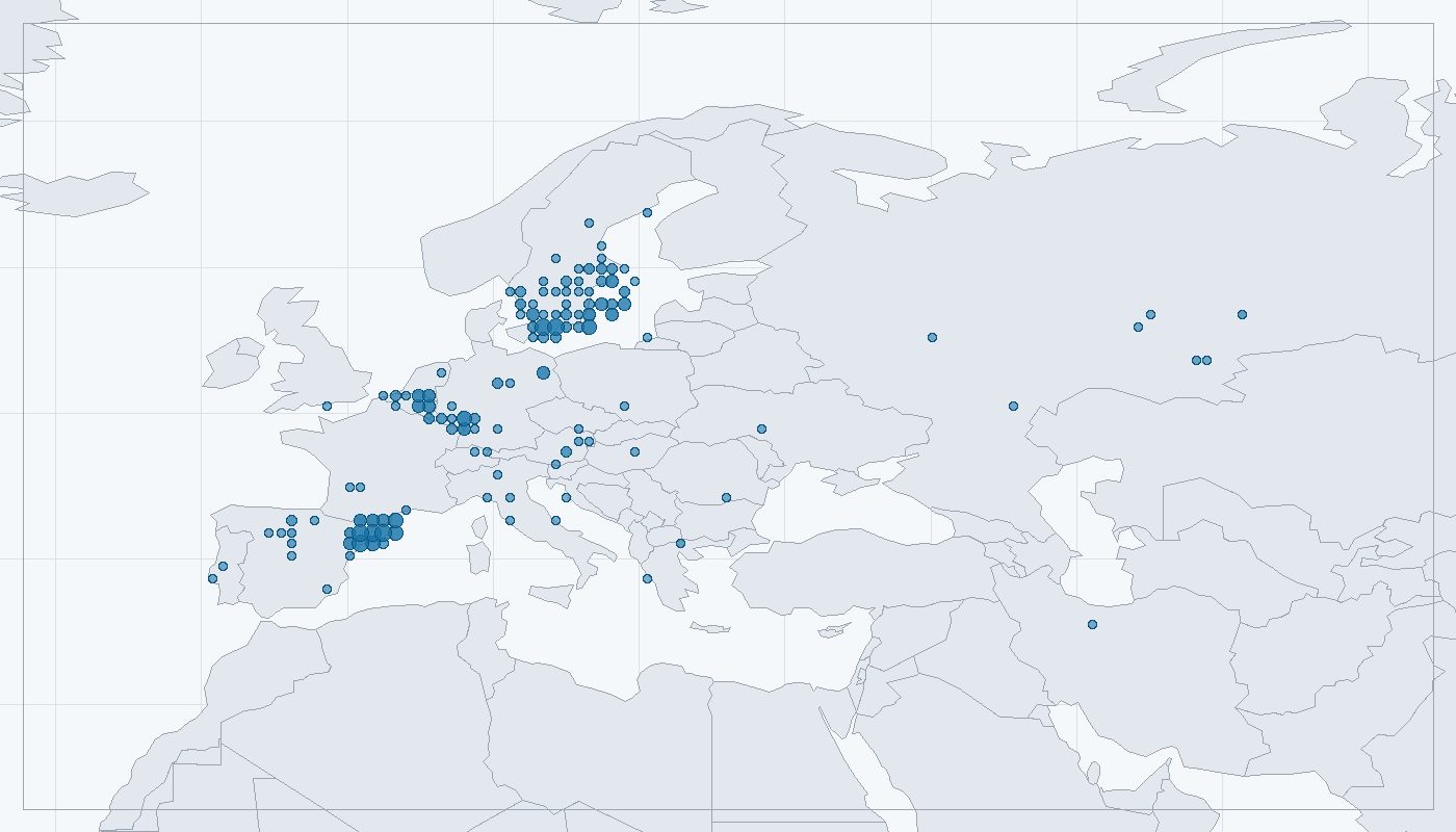 Mapa zaznamenaného výskytu: Žluva hajní (Oriolus oriolus)
