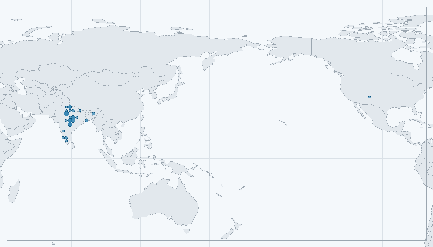 Mapa zaznamenaného výskytu: Tygr bengálský (Panthera tigris tigris)