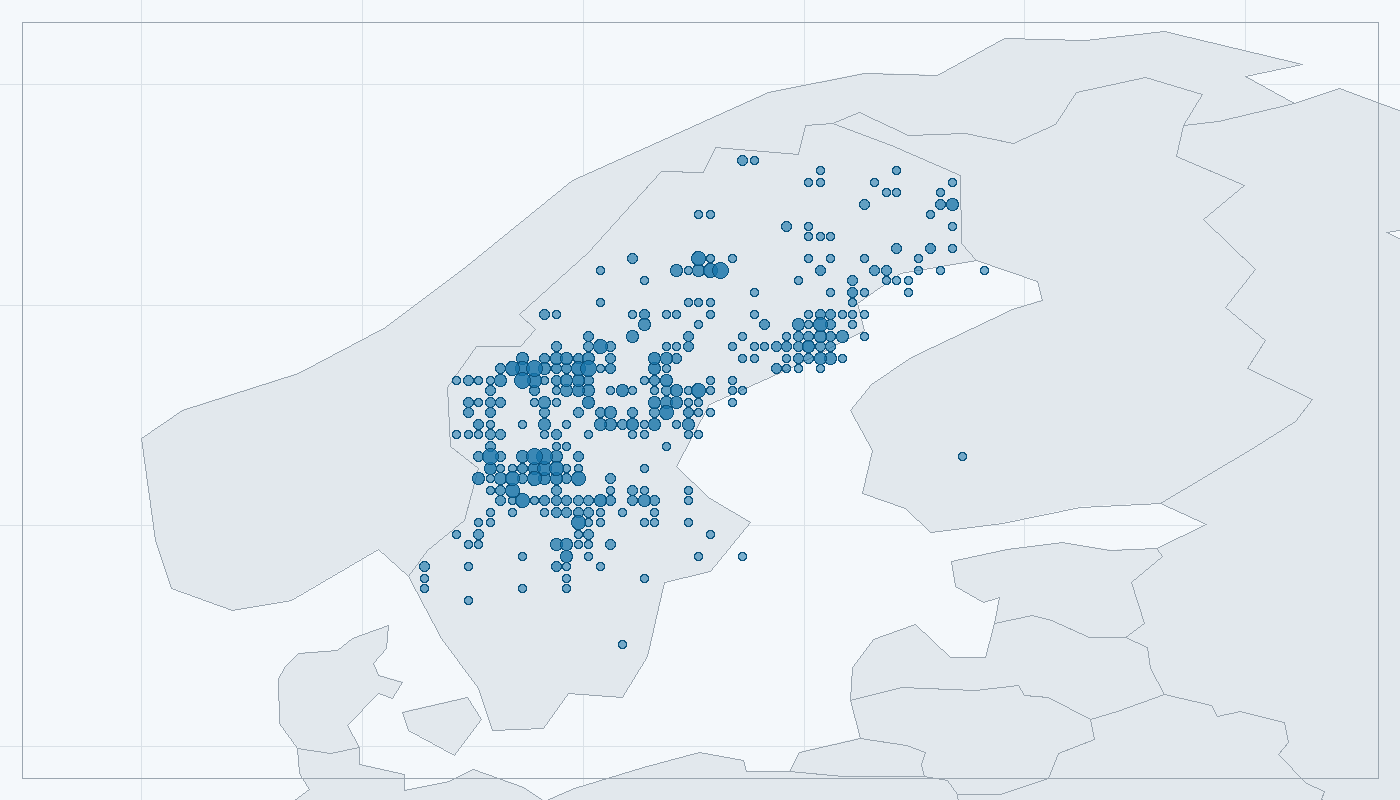 Mapa zaznamenaného výskytu: Datlík tříprstý (Picoides tridactylus)