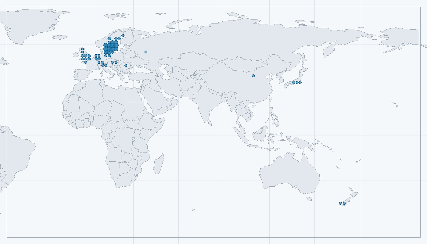 Mapa zaznamenaného výskytu: Potápka roháč (Podiceps cristatus)