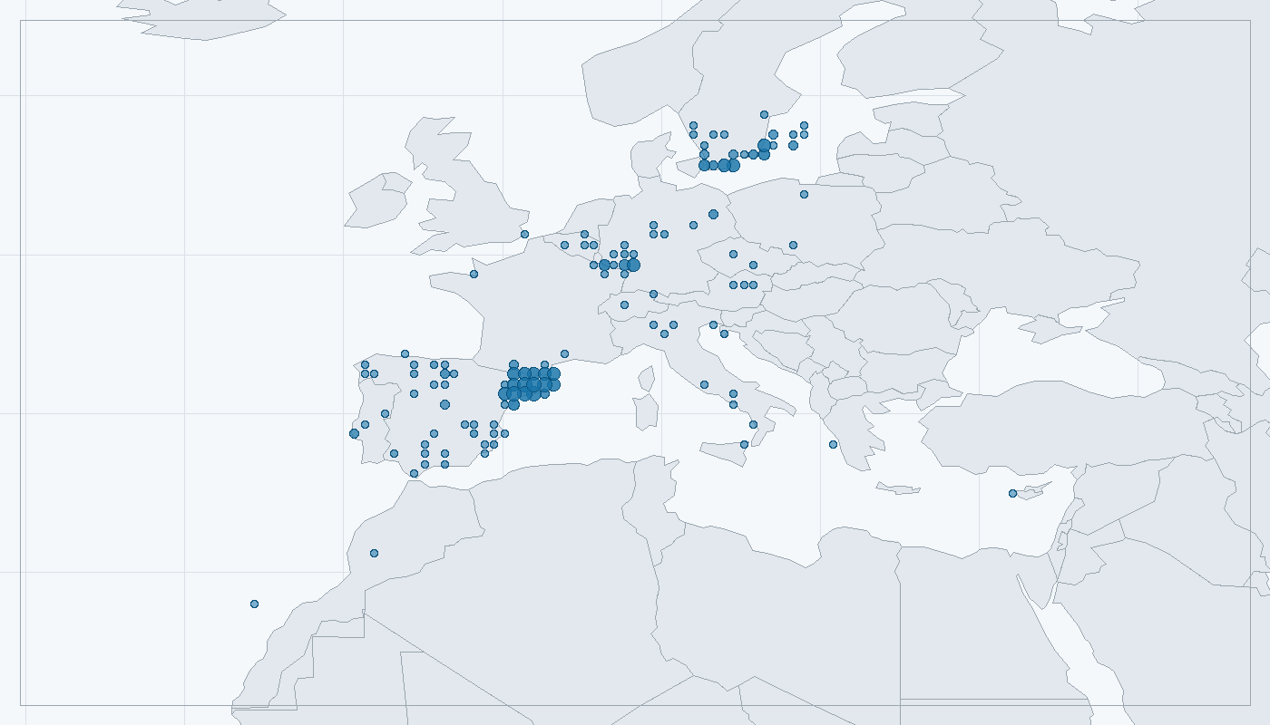 Mapa zaznamenaného výskytu: Zvonohlík zahradní (Serinus serinus)