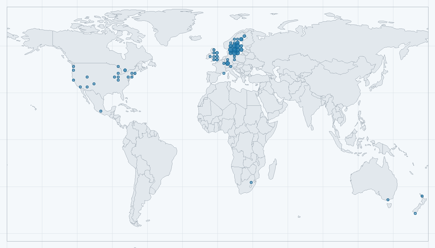 Mapa zaznamenaného výskytu: Špaček obecný (Sturnus vulgaris)
