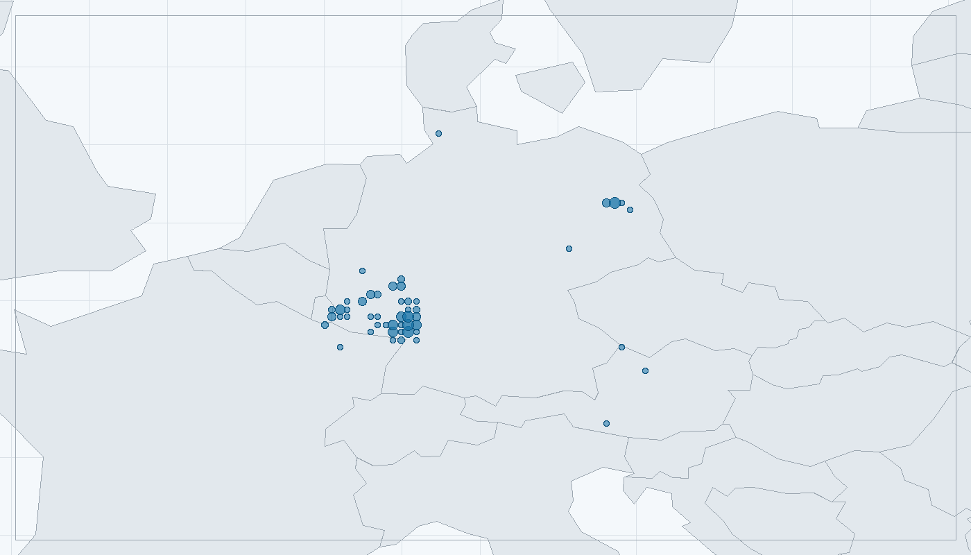 Mapa zaznamenaného výskytu: Pokoutník tmavý (Tegenaria atrica)